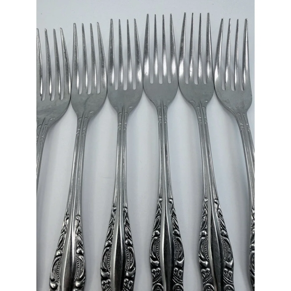 Stanley Roberts DYNASTY Stainless 5 Petal Flower - Set of 8 Dinner Forks Japan